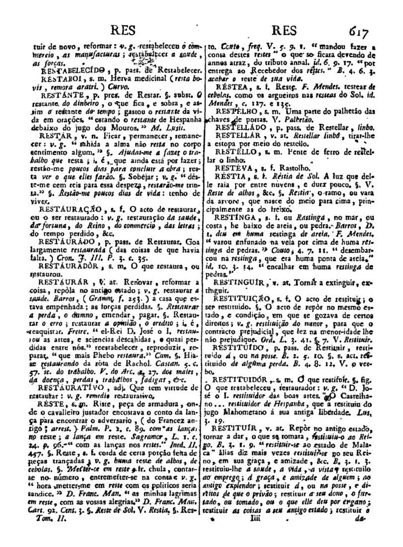 Página 1427_Diccionario da lingua portugueza - recompilado dos vocabularios impressos ate agora, e nesta segunda edição novamente emendado e muito acrescentado, por ANTONIO DE MORAES SILVA