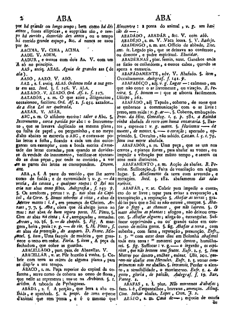 Página 2_Diccionario da lingua portugueza - recompilado dos vocabularios impressos ate agora, e nesta segunda edição novamente emendado e muito acrescentado, por ANTONIO DE MORAES SILVA