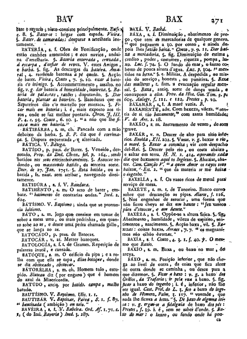 Página 271_Diccionario da lingua portugueza - recompilado dos vocabularios impressos ate agora, e nesta segunda edição novamente emendado e muito acrescentado, por ANTONIO DE MORAES SILVA