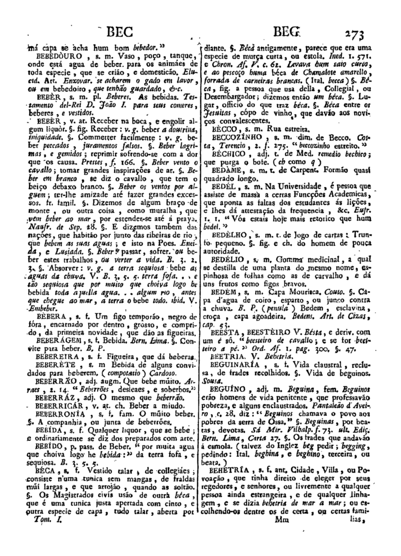 Página 273_Diccionario da lingua portugueza - recompilado dos vocabularios impressos ate agora, e nesta segunda edição novamente emendado e muito acrescentado, por ANTONIO DE MORAES SILVA