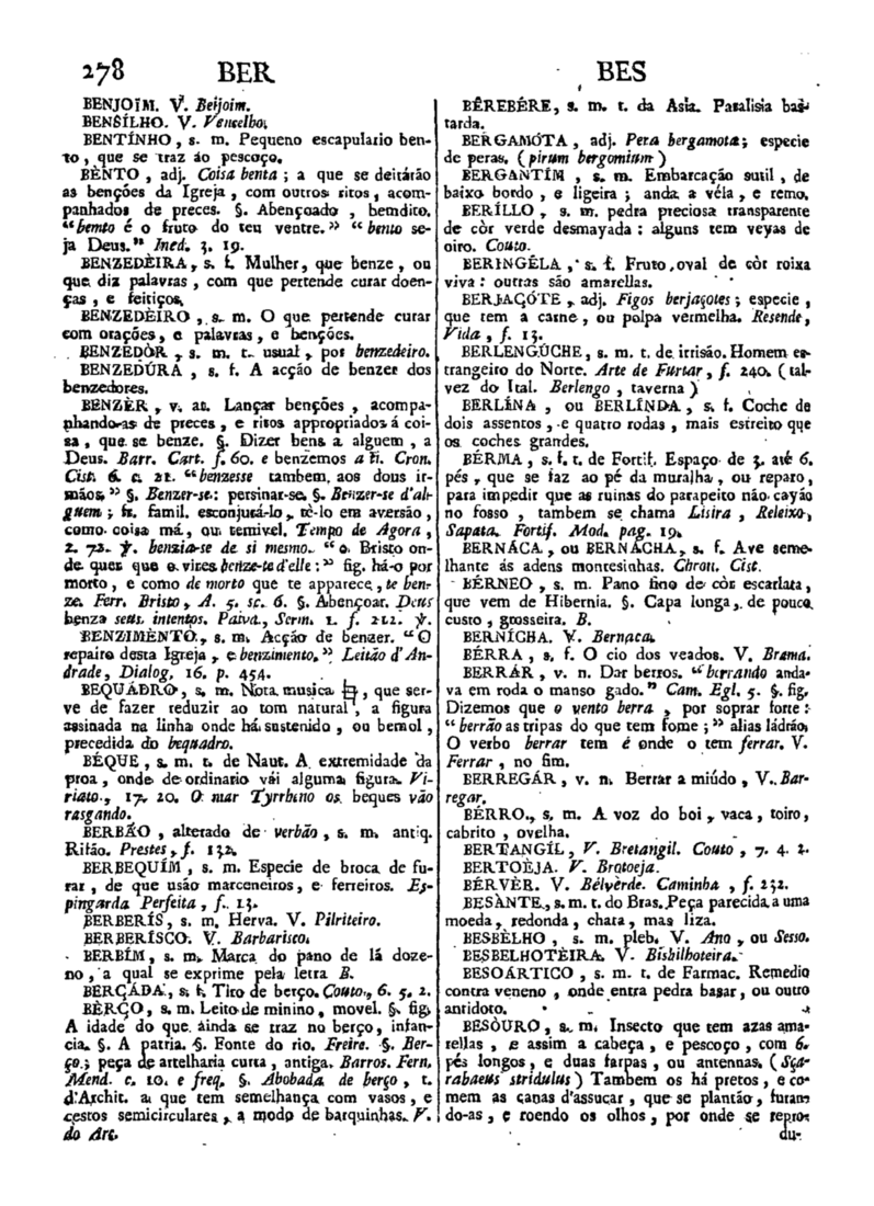 Página 278_Diccionario da lingua portugueza - recompilado dos vocabularios impressos ate agora, e nesta segunda edição novamente emendado e muito acrescentado, por ANTONIO DE MORAES SILVA