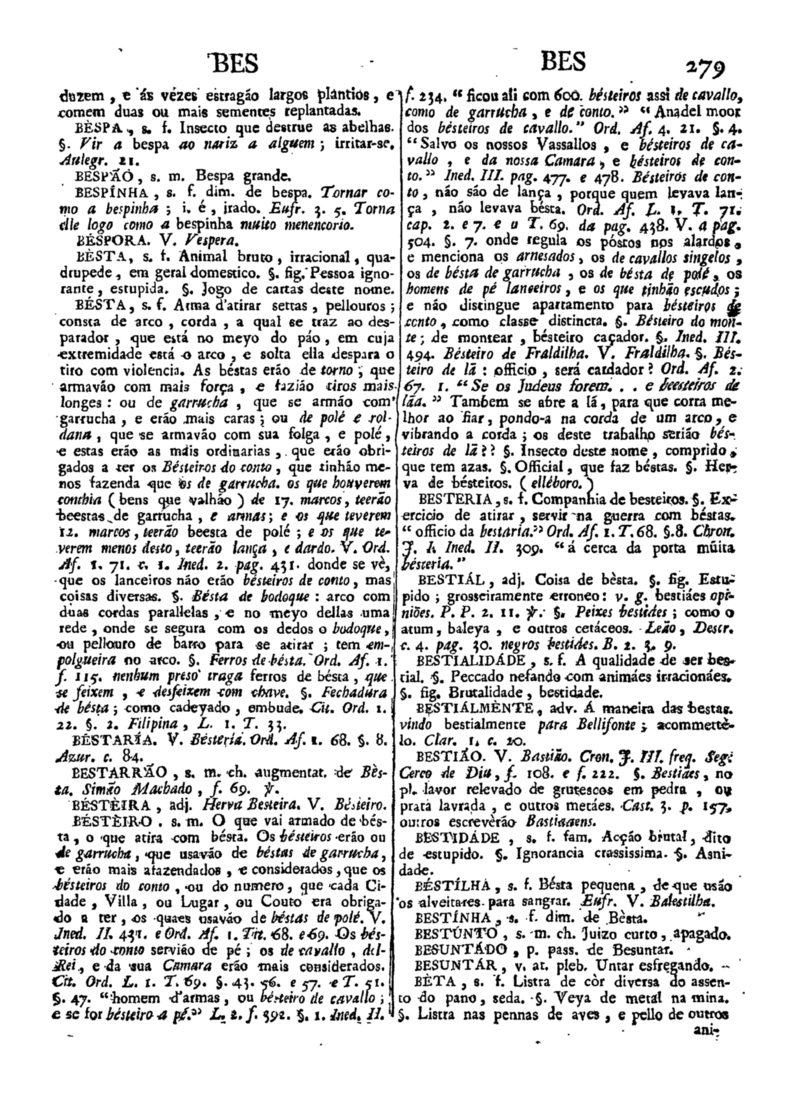 Página 279_Diccionario da lingua portugueza - recompilado dos vocabularios impressos ate agora, e nesta segunda edição novamente emendado e muito acrescentado, por ANTONIO DE MORAES SILVA