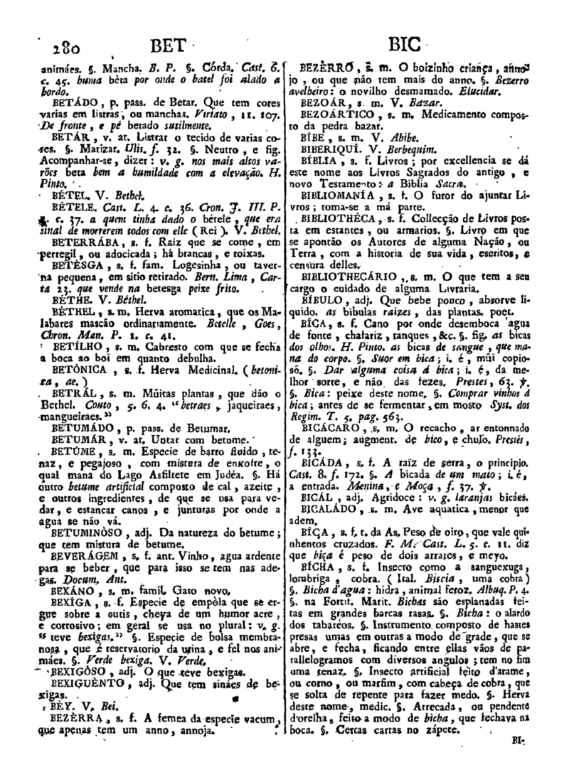 Página 280_Diccionario da lingua portugueza - recompilado dos vocabularios impressos ate agora, e nesta segunda edição novamente emendado e muito acrescentado, por ANTONIO DE MORAES SILVA