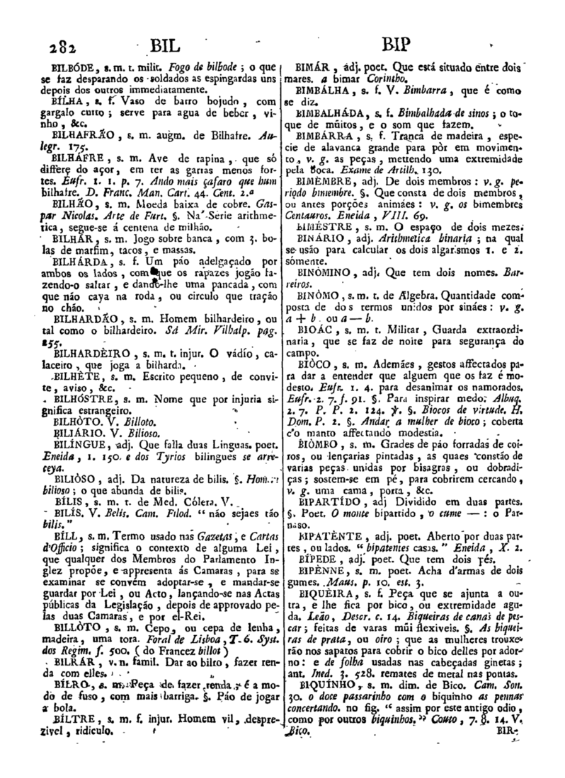Página 282_Diccionario da lingua portugueza - recompilado dos vocabularios impressos ate agora, e nesta segunda edição novamente emendado e muito acrescentado, por ANTONIO DE MORAES SILVA