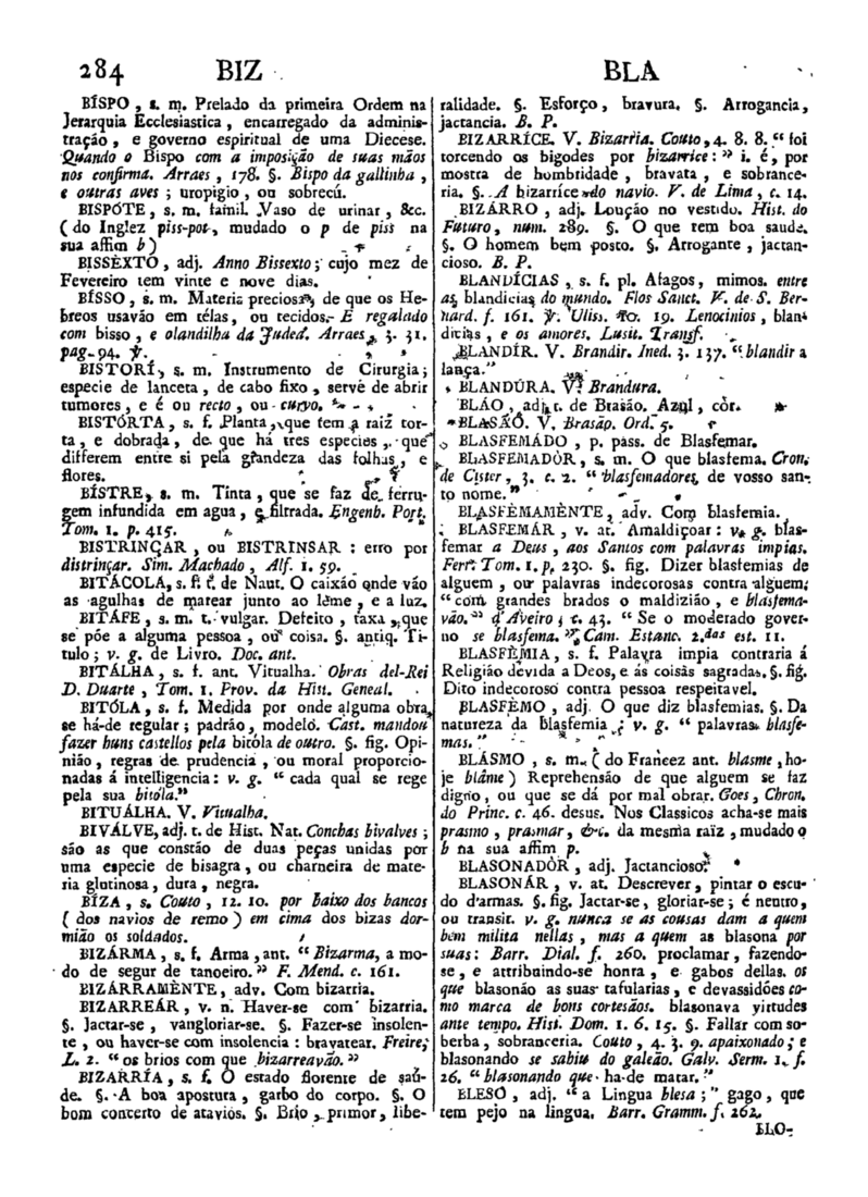 Página 284_Diccionario da lingua portugueza - recompilado dos vocabularios impressos ate agora, e nesta segunda edição novamente emendado e muito acrescentado, por ANTONIO DE MORAES SILVA