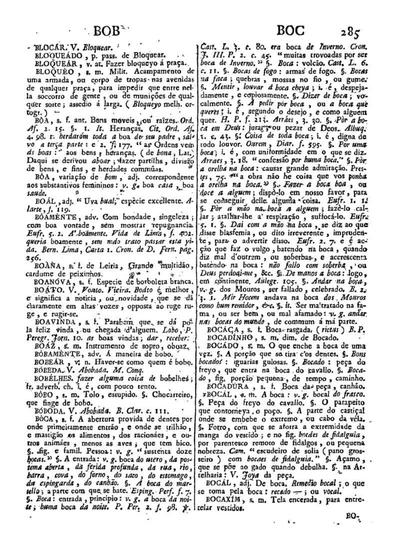 Página 285_Diccionario da lingua portugueza - recompilado dos vocabularios impressos ate agora, e nesta segunda edição novamente emendado e muito acrescentado, por ANTONIO DE MORAES SILVA