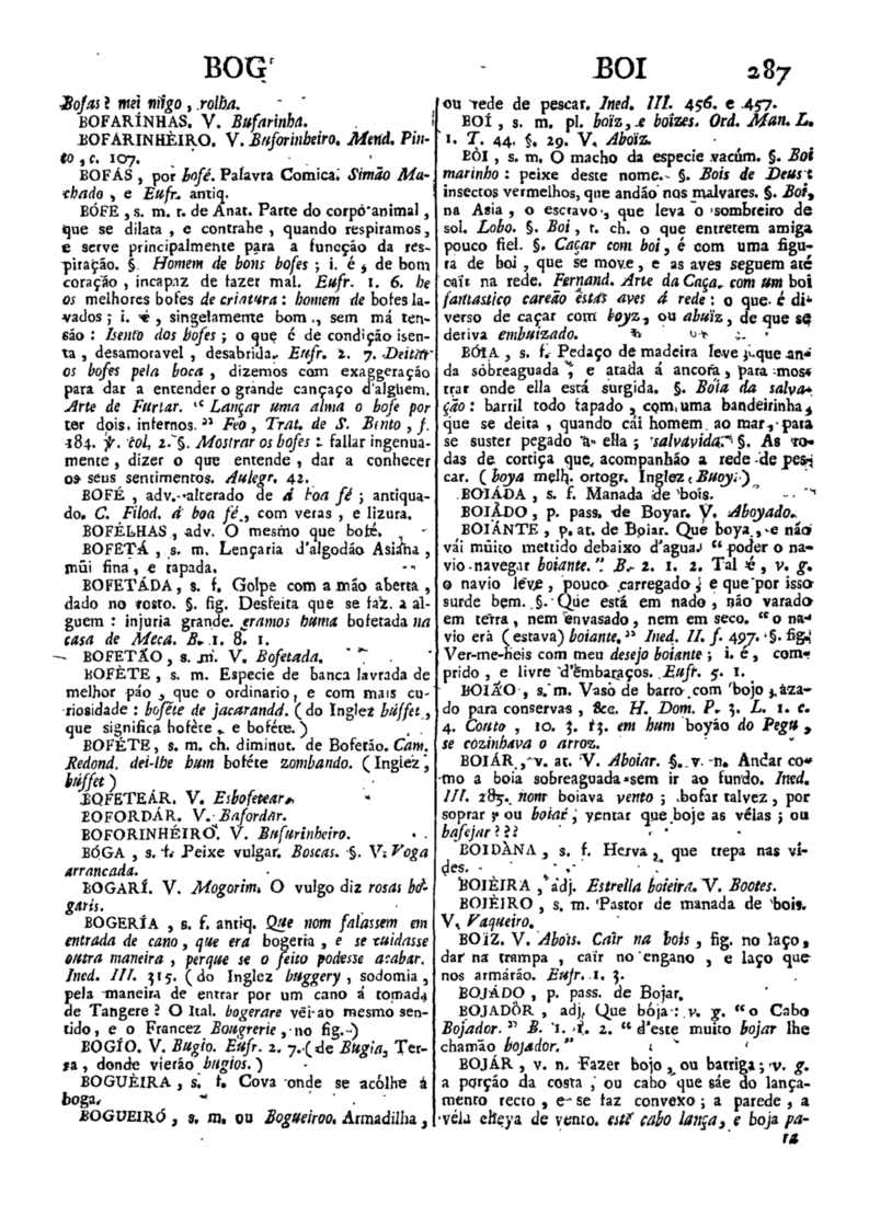 Página 287_Diccionario da lingua portugueza - recompilado dos vocabularios impressos ate agora, e nesta segunda edição novamente emendado e muito acrescentado, por ANTONIO DE MORAES SILVA