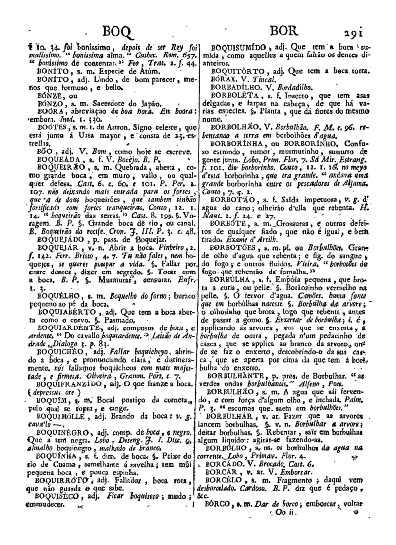 Página 291_Diccionario da lingua portugueza - recompilado dos vocabularios impressos ate agora, e nesta segunda edição novamente emendado e muito acrescentado, por ANTONIO DE MORAES SILVA