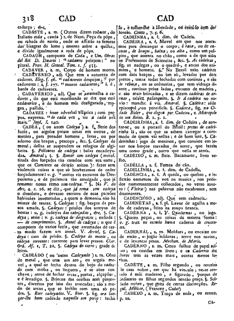 Página 318_Diccionario da lingua portugueza - recompilado dos vocabularios impressos ate agora, e nesta segunda edição novamente emendado e muito acrescentado, por ANTONIO DE MORAES SILVA