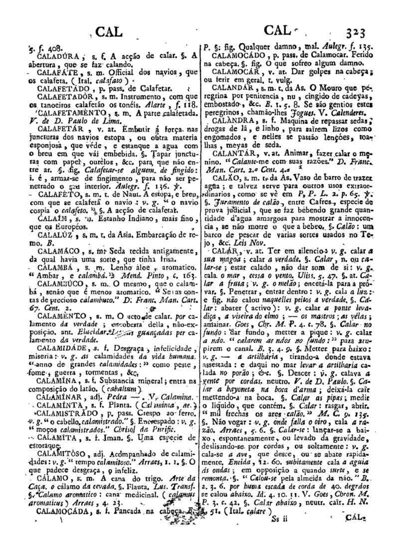 Página 323_Diccionario da lingua portugueza - recompilado dos vocabularios impressos ate agora, e nesta segunda edição novamente emendado e muito acrescentado, por ANTONIO DE MORAES SILVA