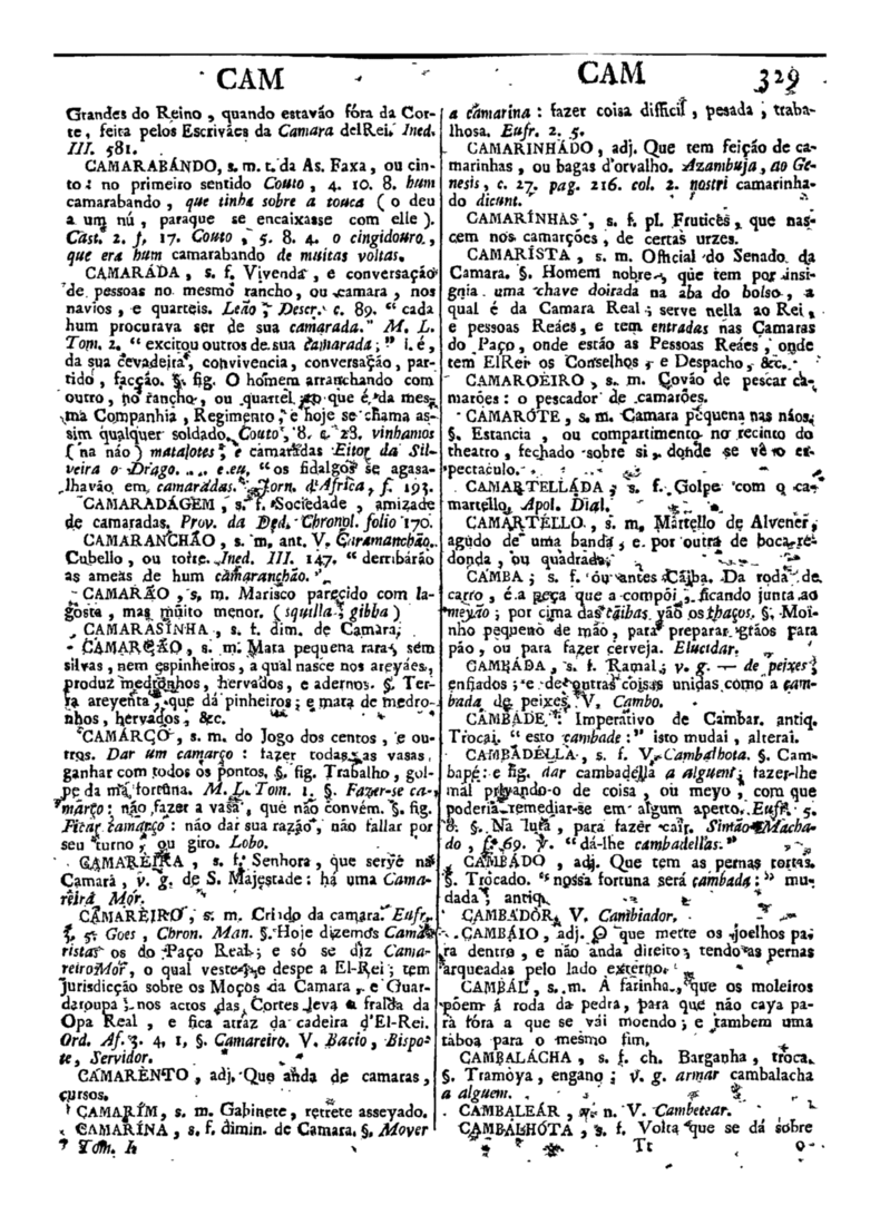 Página 329_Diccionario da lingua portugueza - recompilado dos vocabularios impressos ate agora, e nesta segunda edição novamente emendado e muito acrescentado, por ANTONIO DE MORAES SILVA