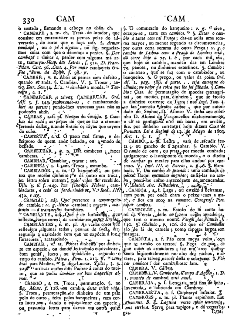 Página 330_Diccionario da lingua portugueza - recompilado dos vocabularios impressos ate agora, e nesta segunda edição novamente emendado e muito acrescentado, por ANTONIO DE MORAES SILVA
