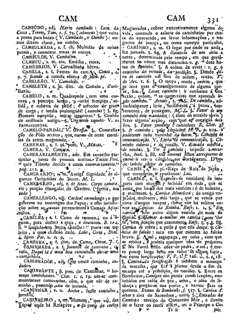 Página 331_Diccionario da lingua portugueza - recompilado dos vocabularios impressos ate agora, e nesta segunda edição novamente emendado e muito acrescentado, por ANTONIO DE MORAES SILVA