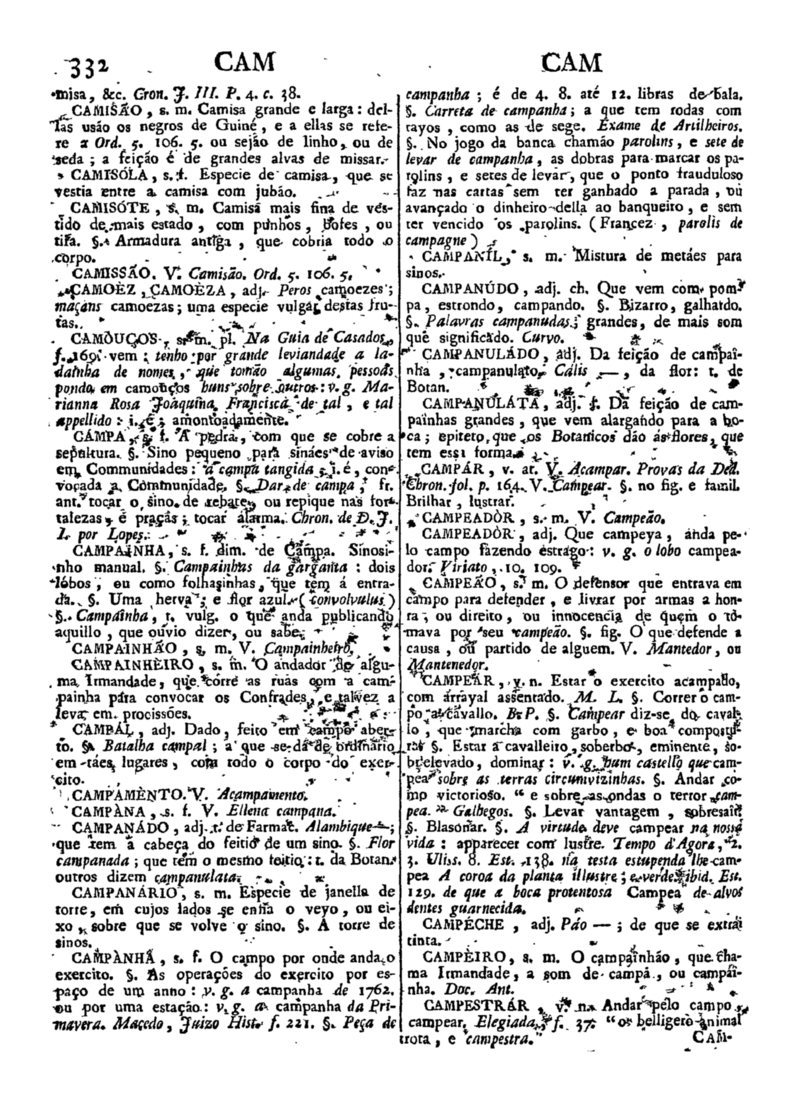 Página 332_Diccionario da lingua portugueza - recompilado dos vocabularios impressos ate agora, e nesta segunda edição novamente emendado e muito acrescentado, por ANTONIO DE MORAES SILVA