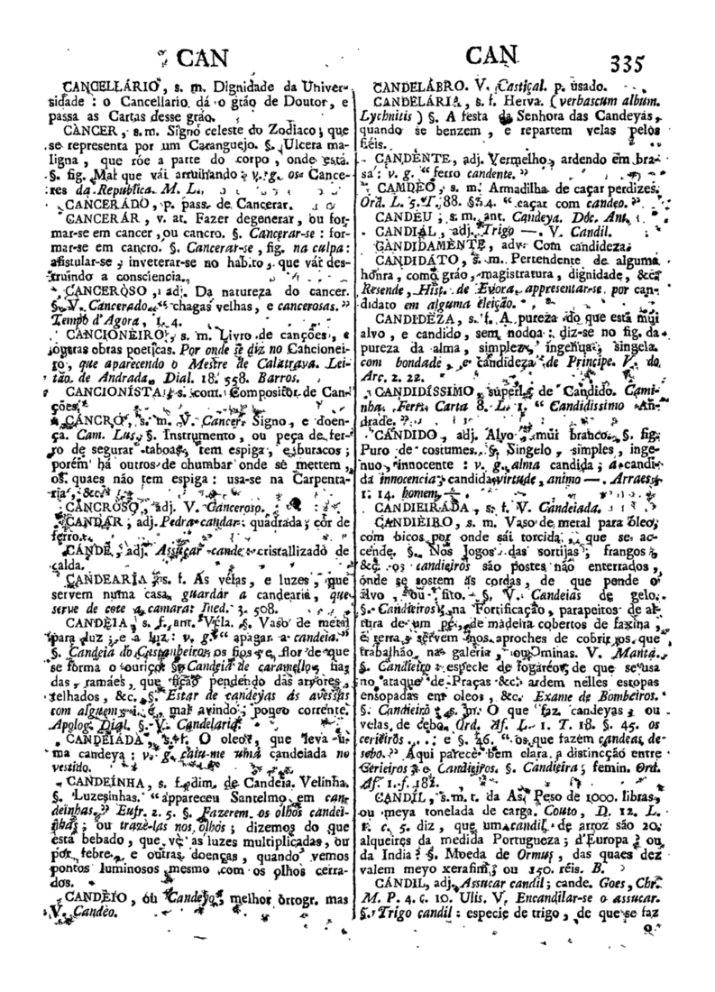 Página 335_Diccionario da lingua portugueza - recompilado dos vocabularios impressos ate agora, e nesta segunda edição novamente emendado e muito acrescentado, por ANTONIO DE MORAES SILVA