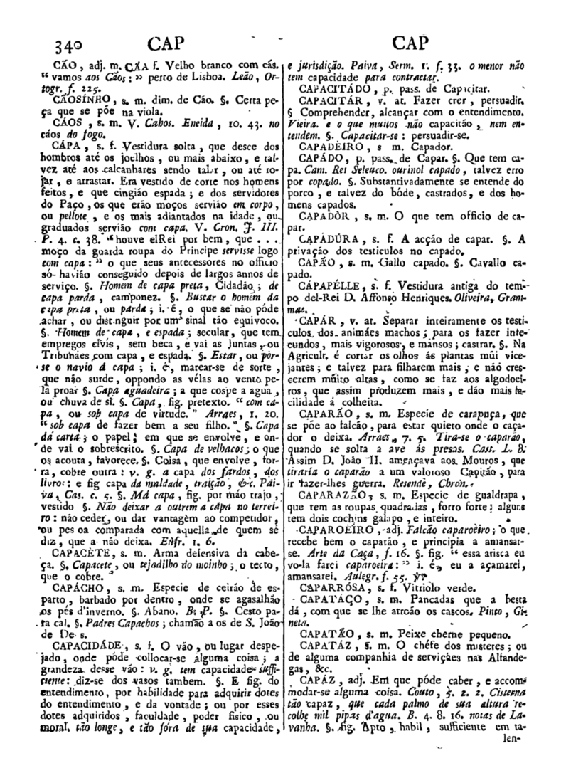 Página 340_Diccionario da lingua portugueza - recompilado dos vocabularios impressos ate agora, e nesta segunda edição novamente emendado e muito acrescentado, por ANTONIO DE MORAES SILVA