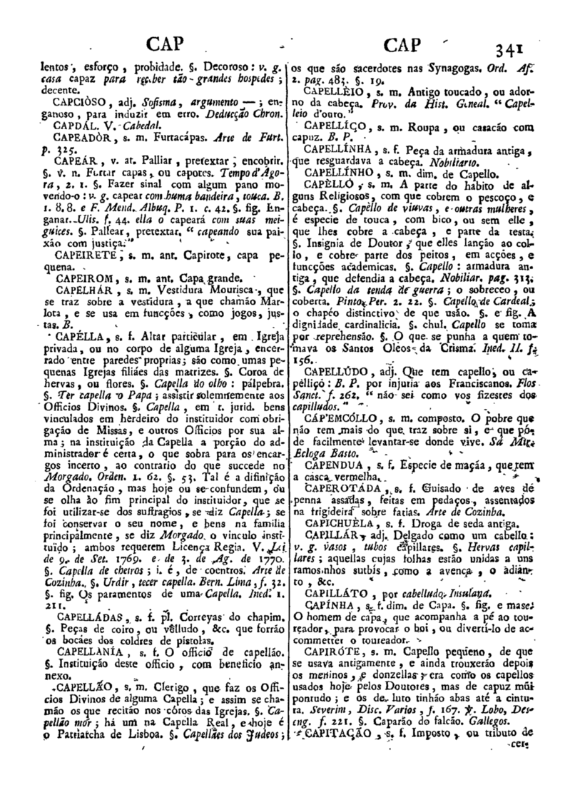 Página 341_Diccionario da lingua portugueza - recompilado dos vocabularios impressos ate agora, e nesta segunda edição novamente emendado e muito acrescentado, por ANTONIO DE MORAES SILVA