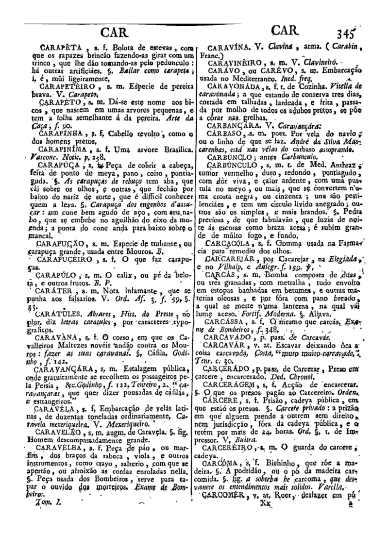 Página 345_Diccionario da lingua portugueza - recompilado dos vocabularios impressos ate agora, e nesta segunda edição novamente emendado e muito acrescentado, por ANTONIO DE MORAES SILVA
