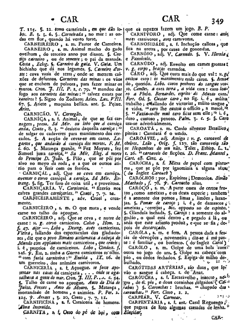 Página 349_Diccionario da lingua portugueza - recompilado dos vocabularios impressos ate agora, e nesta segunda edição novamente emendado e muito acrescentado, por ANTONIO DE MORAES SILVA