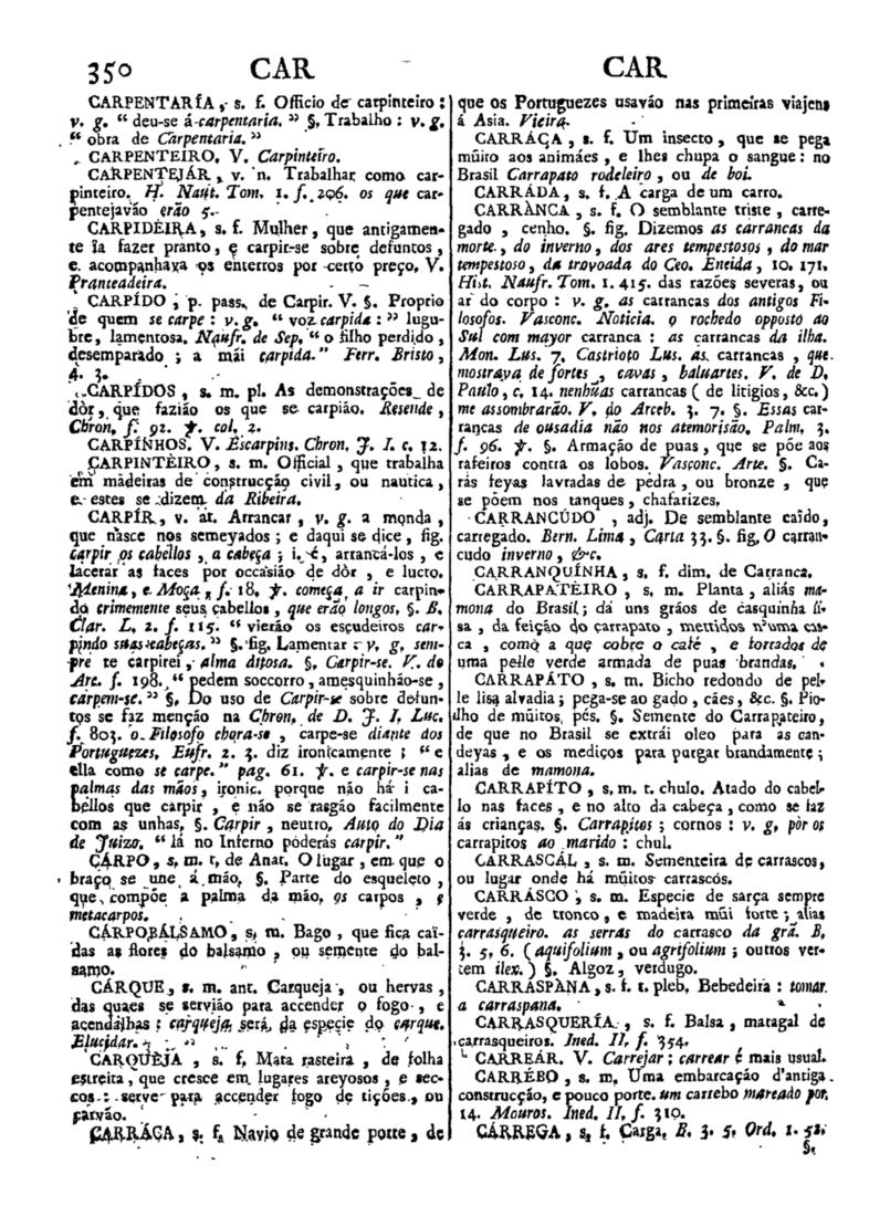 Página 350_Diccionario da lingua portugueza - recompilado dos vocabularios impressos ate agora, e nesta segunda edição novamente emendado e muito acrescentado, por ANTONIO DE MORAES SILVA