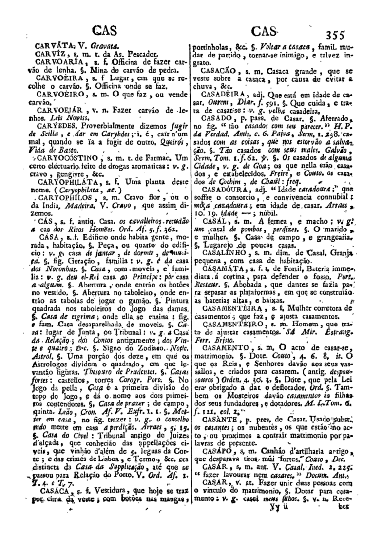 Página 355_Diccionario da lingua portugueza - recompilado dos vocabularios impressos ate agora, e nesta segunda edição novamente emendado e muito acrescentado, por ANTONIO DE MORAES SILVA