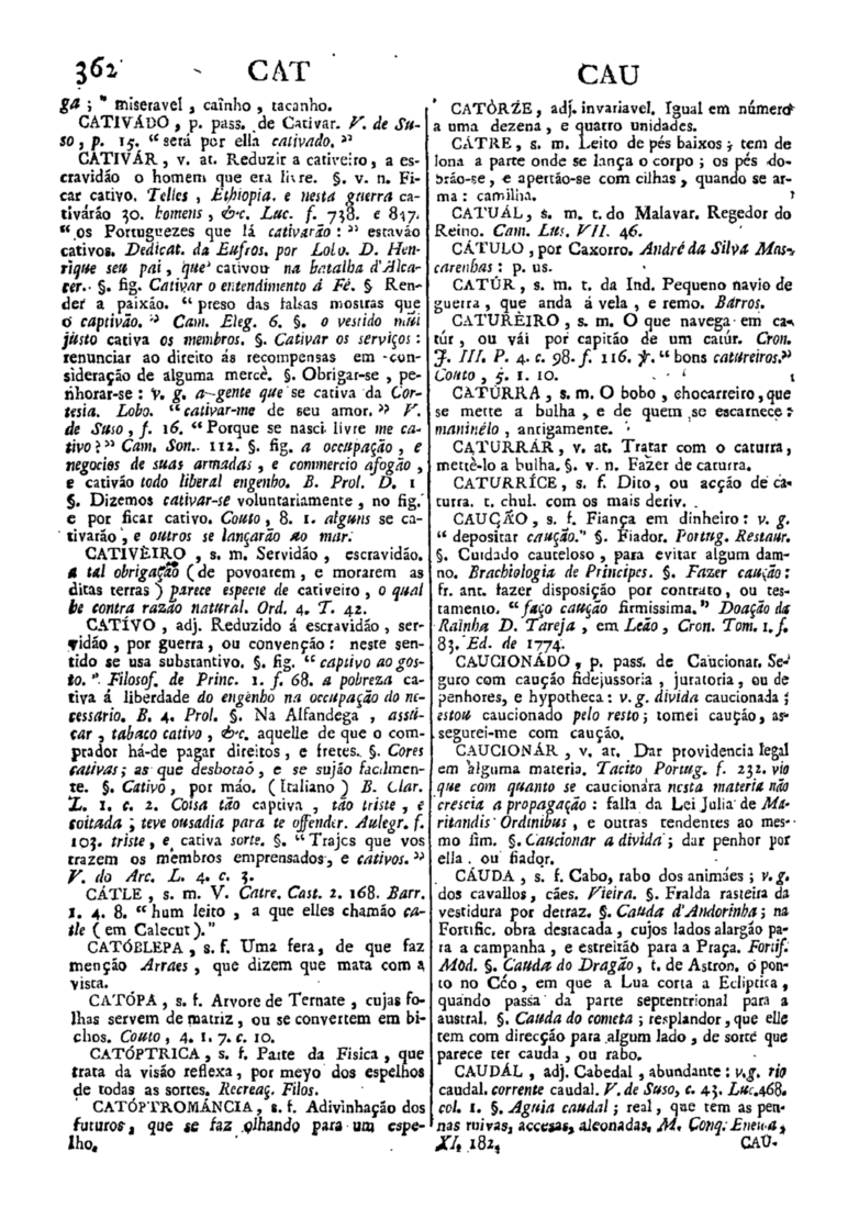 Página 362_Diccionario da lingua portugueza - recompilado dos vocabularios impressos ate agora, e nesta segunda edição novamente emendado e muito acrescentado, por ANTONIO DE MORAES SILVA