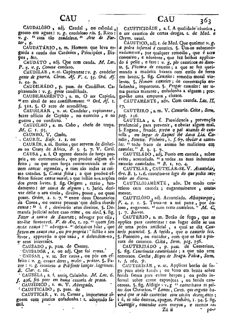 Página 363_Diccionario da lingua portugueza - recompilado dos vocabularios impressos ate agora, e nesta segunda edição novamente emendado e muito acrescentado, por ANTONIO DE MORAES SILVA