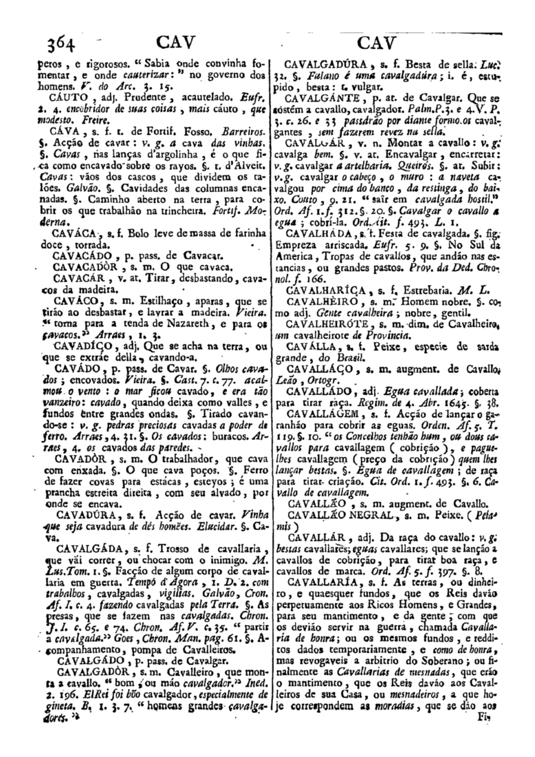 Página 364_Diccionario da lingua portugueza - recompilado dos vocabularios impressos ate agora, e nesta segunda edição novamente emendado e muito acrescentado, por ANTONIO DE MORAES SILVA