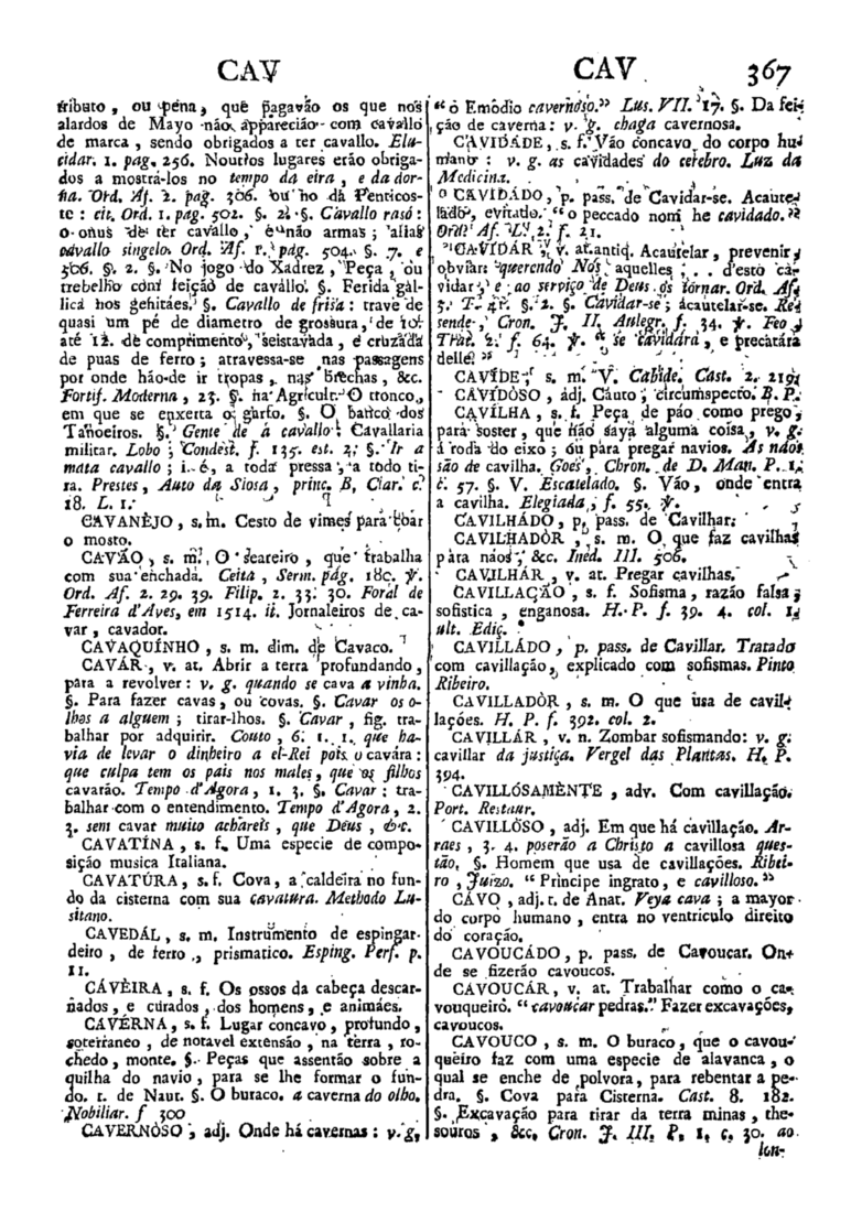 Página 367_Diccionario da lingua portugueza - recompilado dos vocabularios impressos ate agora, e nesta segunda edição novamente emendado e muito acrescentado, por ANTONIO DE MORAES SILVA