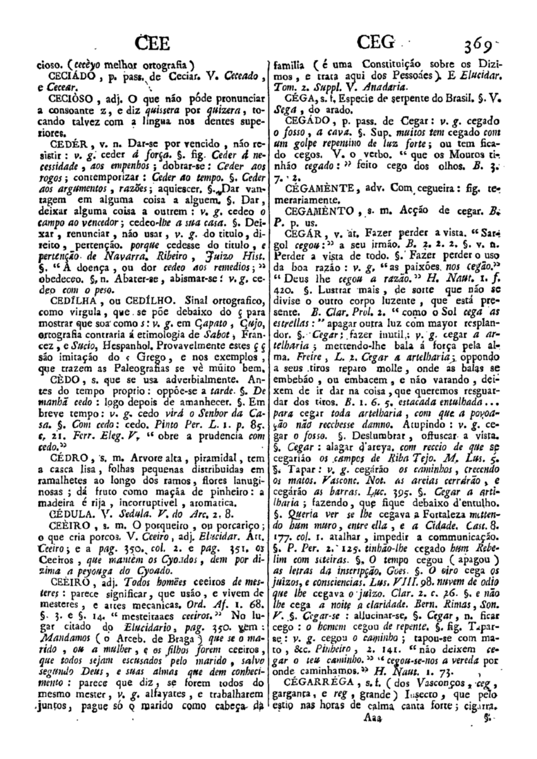Página 369_Diccionario da lingua portugueza - recompilado dos vocabularios impressos ate agora, e nesta segunda edição novamente emendado e muito acrescentado, por ANTONIO DE MORAES SILVA