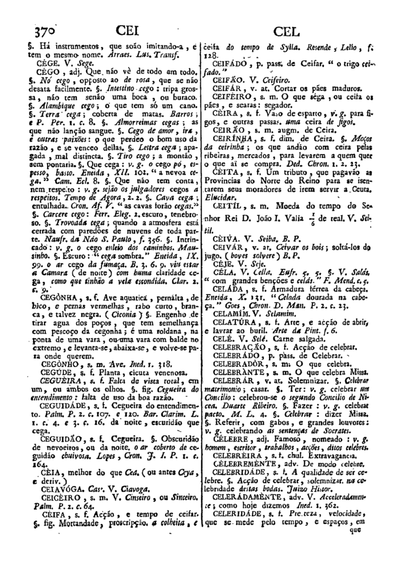 Página 370_Diccionario da lingua portugueza - recompilado dos vocabularios impressos ate agora, e nesta segunda edição novamente emendado e muito acrescentado, por ANTONIO DE MORAES SILVA