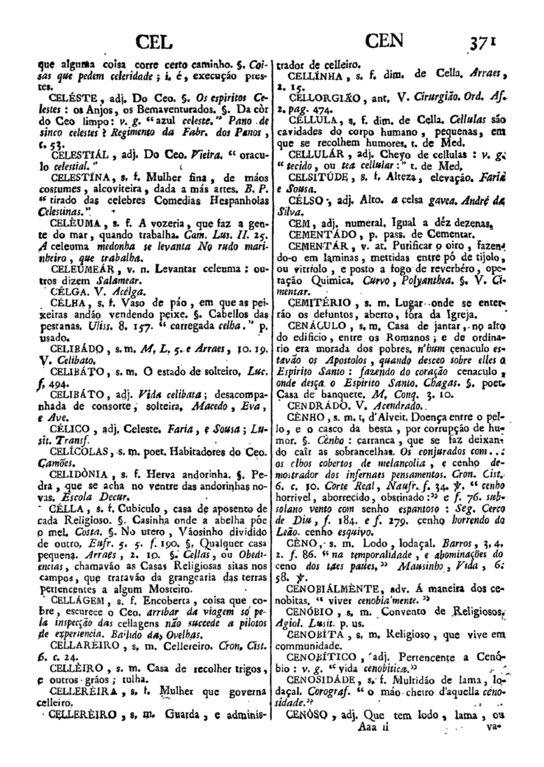 Página 371_Diccionario da lingua portugueza - recompilado dos vocabularios impressos ate agora, e nesta segunda edição novamente emendado e muito acrescentado, por ANTONIO DE MORAES SILVA