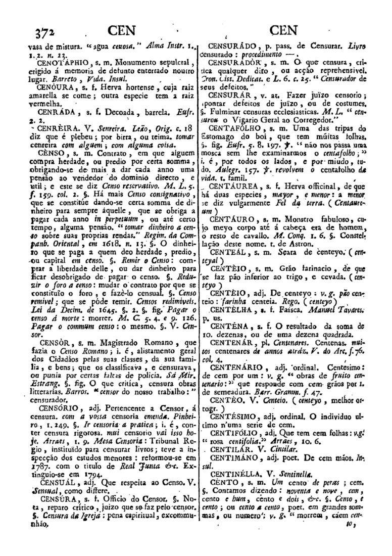Página 372_Diccionario da lingua portugueza - recompilado dos vocabularios impressos ate agora, e nesta segunda edição novamente emendado e muito acrescentado, por ANTONIO DE MORAES SILVA