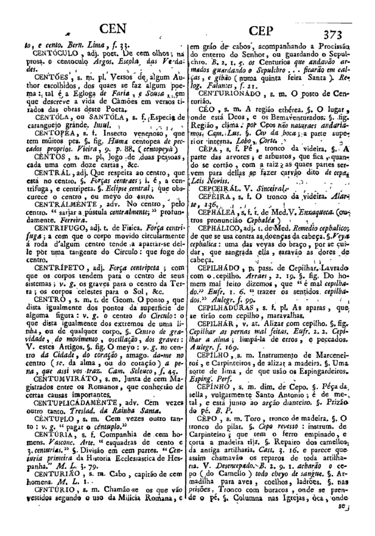 Página 373_Diccionario da lingua portugueza - recompilado dos vocabularios impressos ate agora, e nesta segunda edição novamente emendado e muito acrescentado, por ANTONIO DE MORAES SILVA