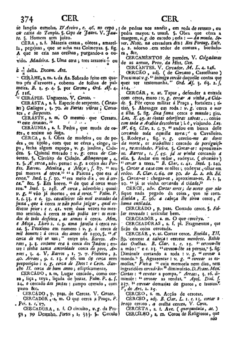 Página 374_Diccionario da lingua portugueza - recompilado dos vocabularios impressos ate agora, e nesta segunda edição novamente emendado e muito acrescentado, por ANTONIO DE MORAES SILVA