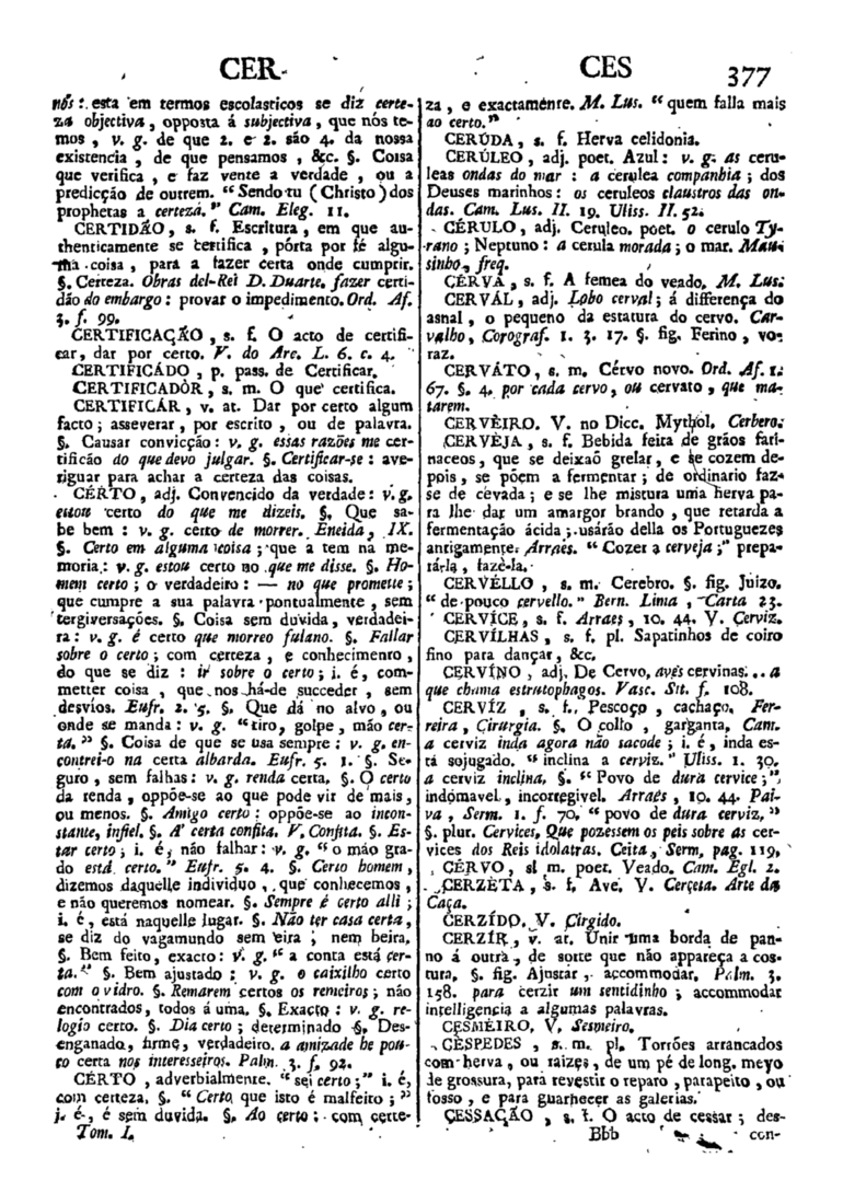 Página 377_Diccionario da lingua portugueza - recompilado dos vocabularios impressos ate agora, e nesta segunda edição novamente emendado e muito acrescentado, por ANTONIO DE MORAES SILVA