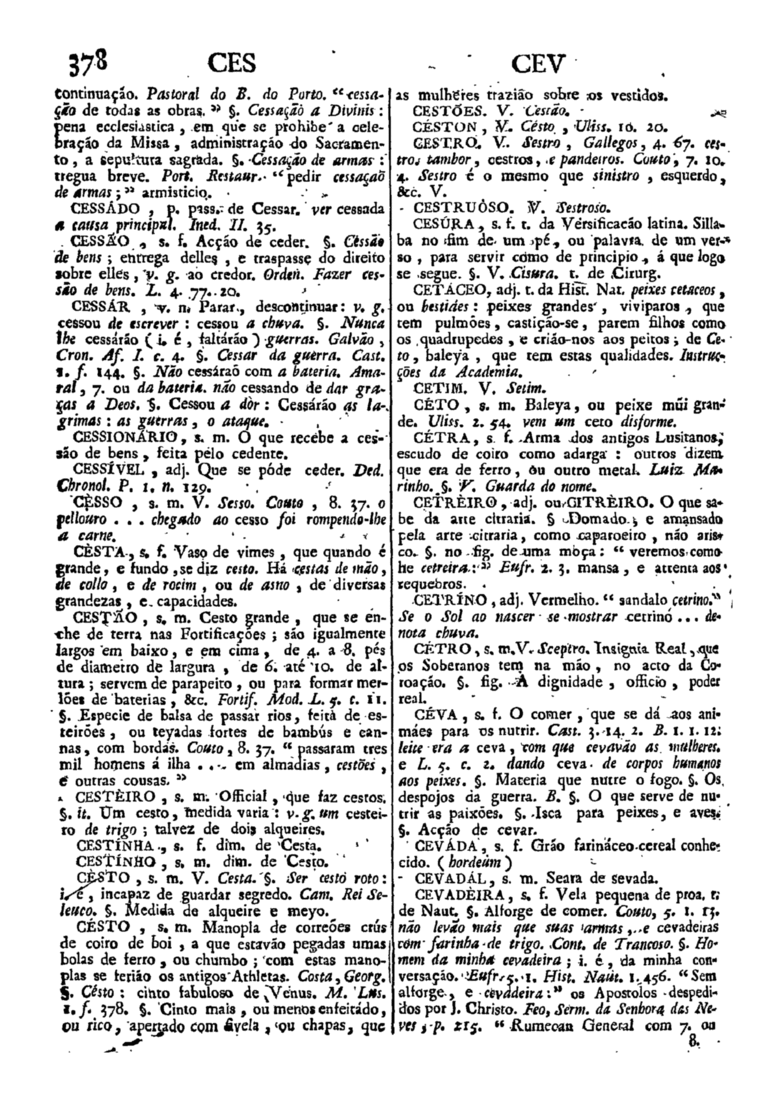 Página 378_Diccionario da lingua portugueza - recompilado dos vocabularios impressos ate agora, e nesta segunda edição novamente emendado e muito acrescentado, por ANTONIO DE MORAES SILVA