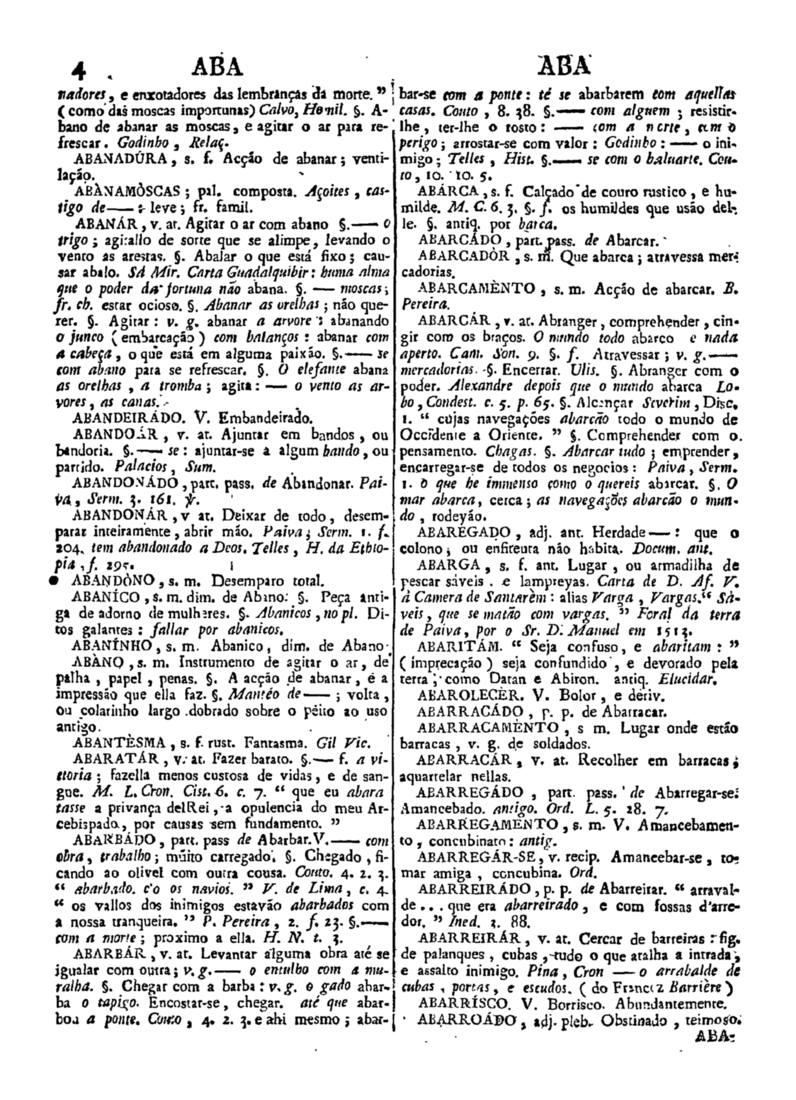 Página 4_Diccionario da lingua portugueza - recompilado dos vocabularios impressos ate agora, e nesta segunda edição novamente emendado e muito acrescentado, por ANTONIO DE MORAES SILVA