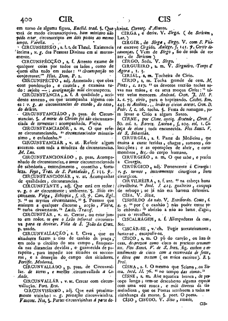 Página 400_Diccionario da lingua portugueza - recompilado dos vocabularios impressos ate agora, e nesta segunda edição novamente emendado e muito acrescentado, por ANTONIO DE MORAES SILVA
