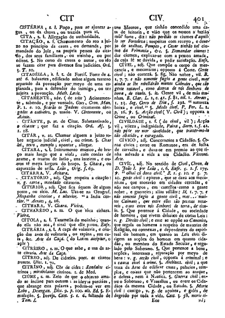 Página 401_Diccionario da lingua portugueza - recompilado dos vocabularios impressos ate agora, e nesta segunda edição novamente emendado e muito acrescentado, por ANTONIO DE MORAES SILVA