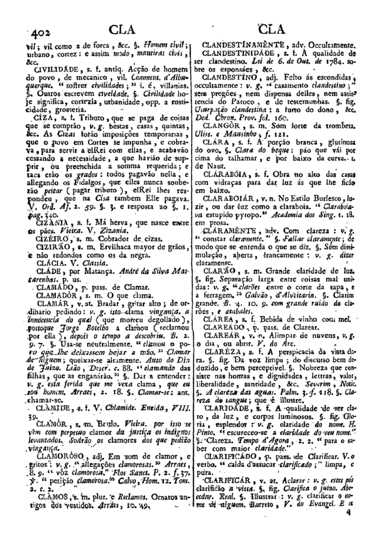 Página 402_Diccionario da lingua portugueza - recompilado dos vocabularios impressos ate agora, e nesta segunda edição novamente emendado e muito acrescentado, por ANTONIO DE MORAES SILVA
