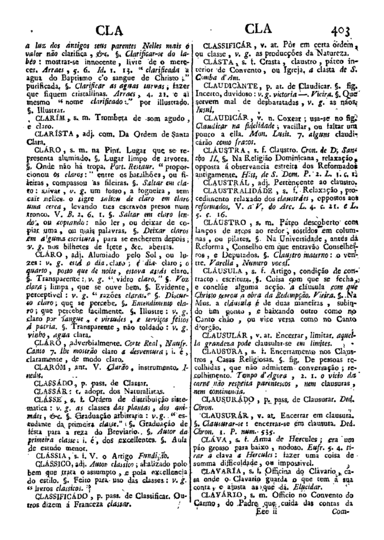 Página 403_Diccionario da lingua portugueza - recompilado dos vocabularios impressos ate agora, e nesta segunda edição novamente emendado e muito acrescentado, por ANTONIO DE MORAES SILVA
