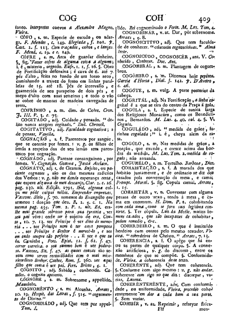 Página 409_Diccionario da lingua portugueza - recompilado dos vocabularios impressos ate agora, e nesta segunda edição novamente emendado e muito acrescentado, por ANTONIO DE MORAES SILVA