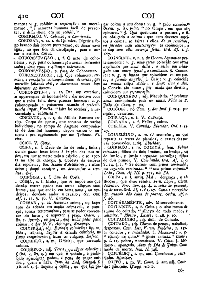 Página 410_Diccionario da lingua portugueza - recompilado dos vocabularios impressos ate agora, e nesta segunda edição novamente emendado e muito acrescentado, por ANTONIO DE MORAES SILVA