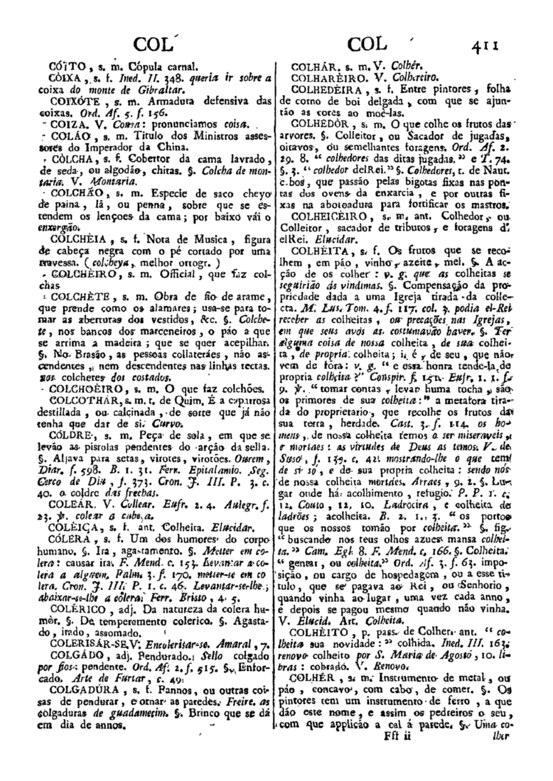 Página 411_Diccionario da lingua portugueza - recompilado dos vocabularios impressos ate agora, e nesta segunda edição novamente emendado e muito acrescentado, por ANTONIO DE MORAES SILVA