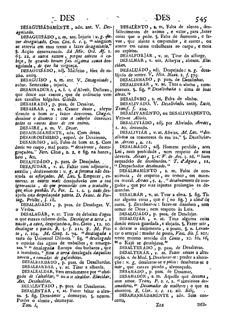 Página 545_Diccionario da lingua portugueza - recompilado dos vocabularios impressos ate agora, e nesta segunda edição novamente emendado e muito acrescentado, por ANTONIO DE MORAES SILVA