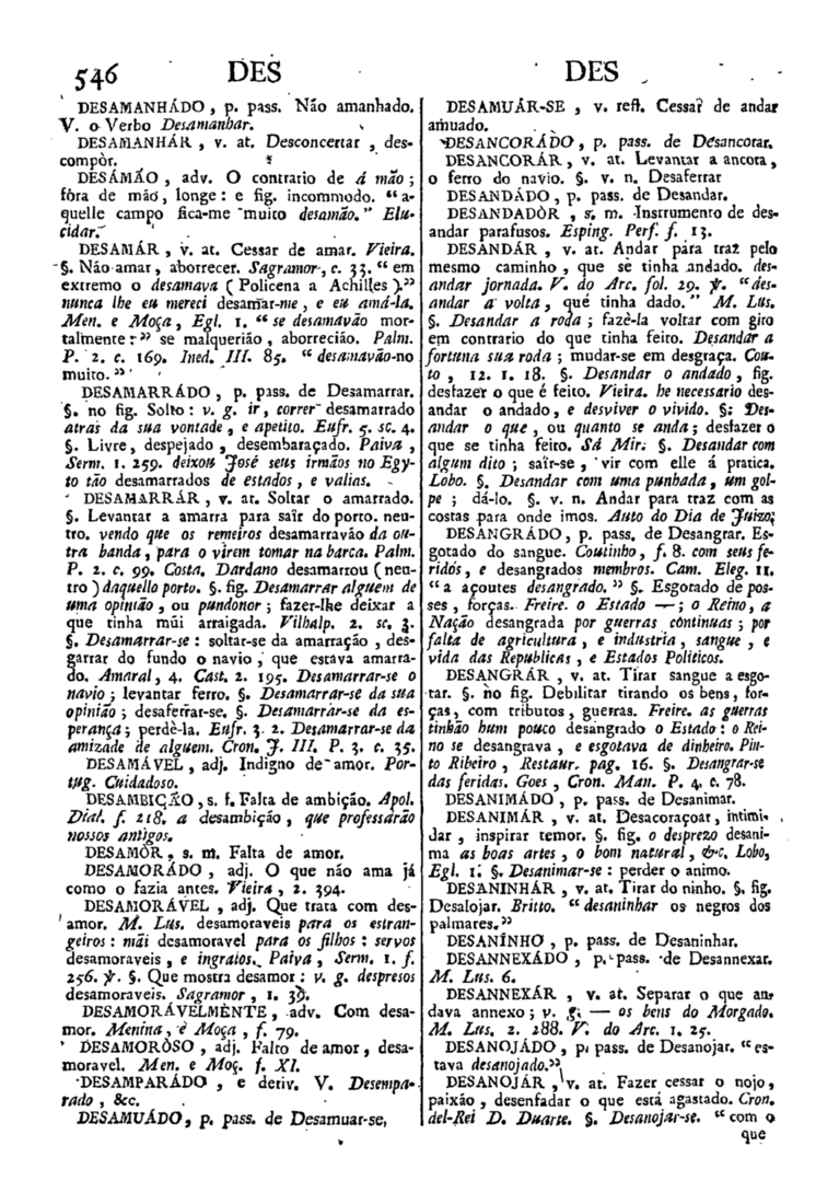 Página 546_Diccionario da lingua portugueza - recompilado dos vocabularios impressos ate agora, e nesta segunda edição novamente emendado e muito acrescentado, por ANTONIO DE MORAES SILVA