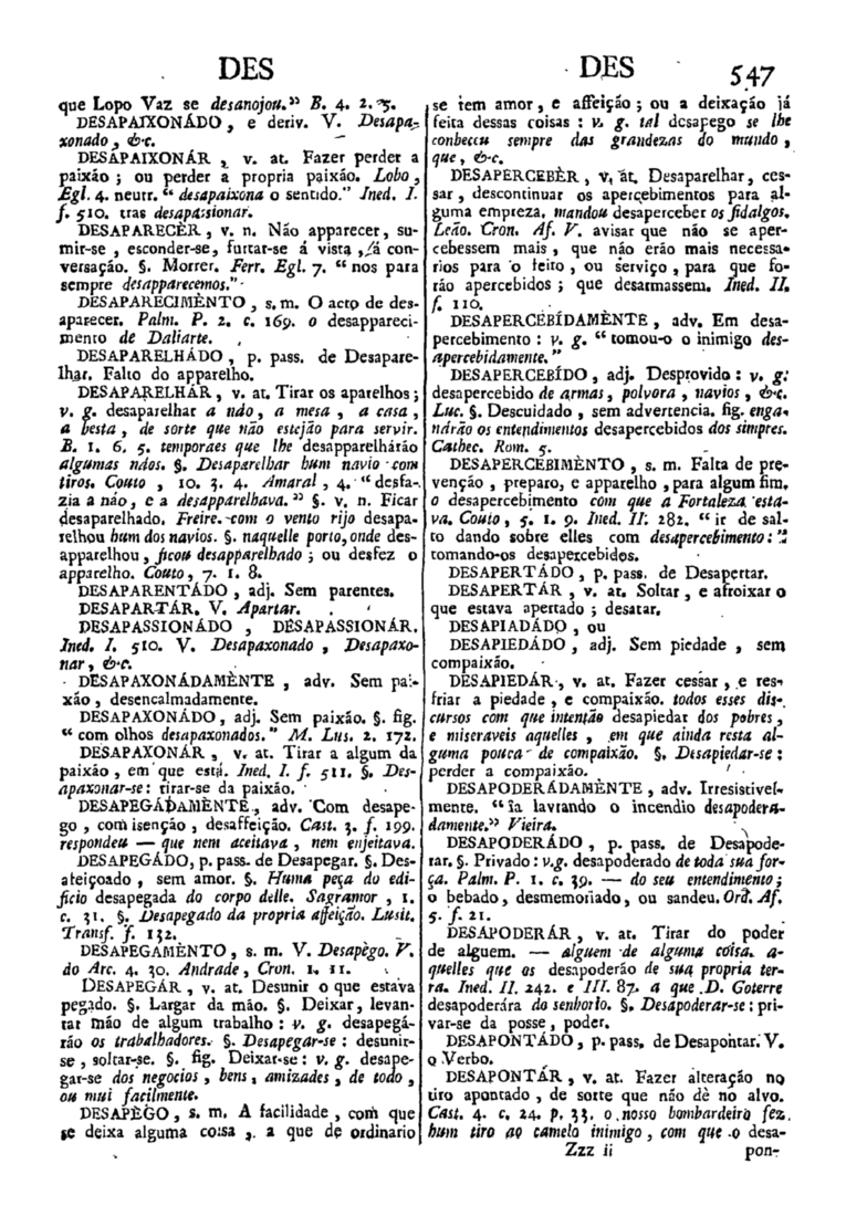 Página 547_Diccionario da lingua portugueza - recompilado dos vocabularios impressos ate agora, e nesta segunda edição novamente emendado e muito acrescentado, por ANTONIO DE MORAES SILVA