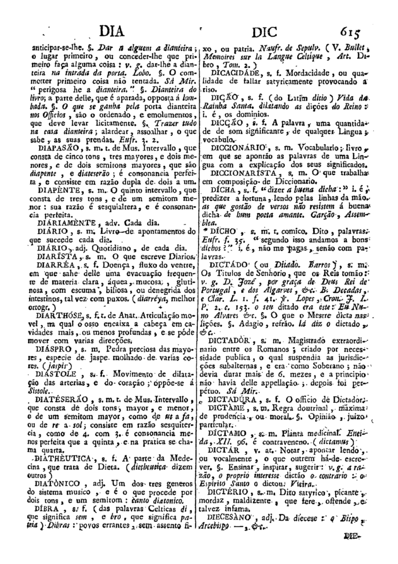 Página 615_Diccionario da lingua portugueza - recompilado dos vocabularios impressos ate agora, e nesta segunda edição novamente emendado e muito acrescentado, por ANTONIO DE MORAES SILVA