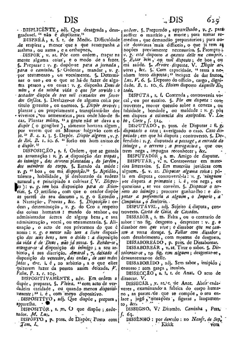 Página 625_Diccionario da lingua portugueza - recompilado dos vocabularios impressos ate agora, e nesta segunda edição novamente emendado e muito acrescentado, por ANTONIO DE MORAES SILVA